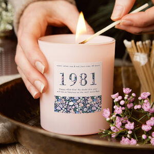 40th Birthday Gift Birth Year Floral Birthday Candle