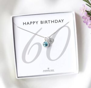 60th Birthday Necklace – Birthstone And Initial Gift For Her