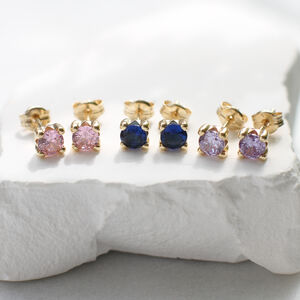 9ct Yellow Gold Birthstone Stud Earrings