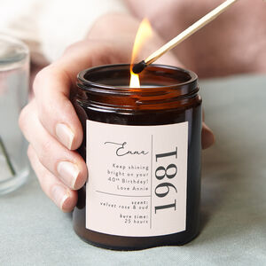 Any Age Birthday Gift Personalised Scented Candle