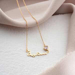 Arabic Name Necklace With Heart Birthstone