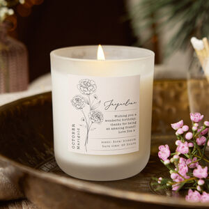 Birth Flower Birthday Gift Personalised Frosted Candle
