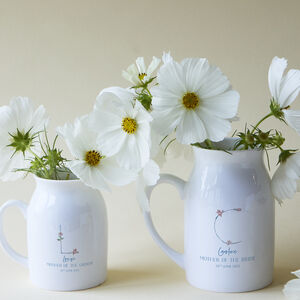 Birth Flower Initial Wedding Party Ceramic Vase