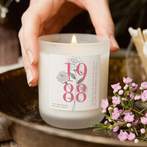 Birth Year Birthday Gift Floral Frosted Candle