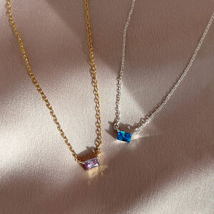Birthstone Baguette Necklace