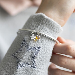 Child's Personalised Star Birthstone Bangle