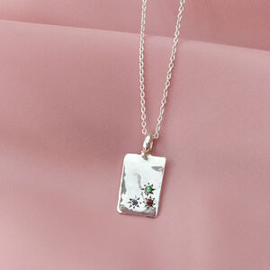 Family Birthstone Oblong Tag Necklace