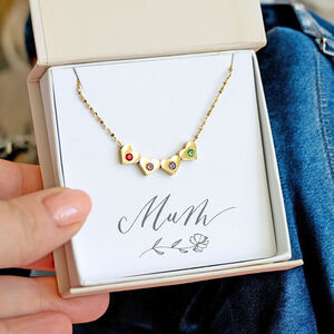 Family Birthstone Sliding Hearts Necklace