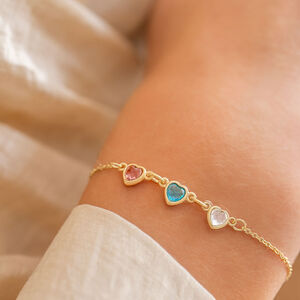 Family Heart Birthstone Personalised Bracelet