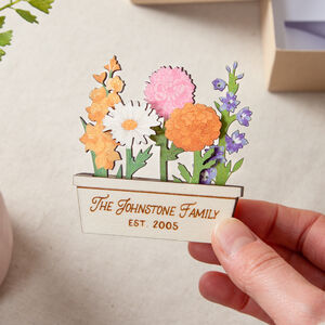 Family Of Birth Flowers In Mini Wooden Planter