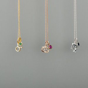 Mini Zodiac And Birthstone Necklace