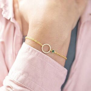 Minimalist Gold Plated Circle Birthstone Bracelet