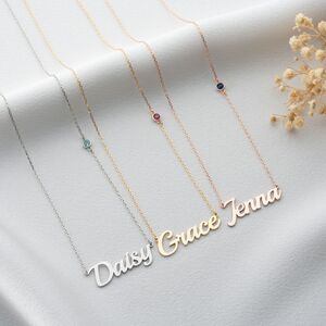 Name Necklace With Birthstone