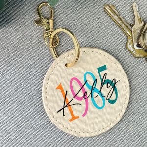 Personalised 40th Birthday Birth Year Keyring