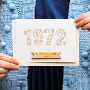 Personalised 50th Birthday Birth Year Card