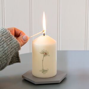 Personalised Birth Flower Pillar Candle – Ivory Or White