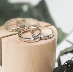 Personalised Birth Flower Ring Band