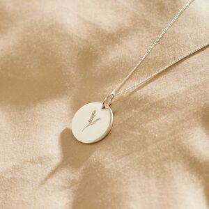 Personalised Birth Flower Sterling Silver Disc Necklace