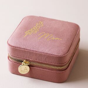 Personalised Birth Flower Velvet Square Jewellery Case