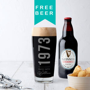 Personalised Birth Year And Name Beer Glass