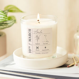 Personalised Birthday Gift For Her Birth Date Zodiac Gift Candle