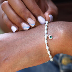Personalised Birthstone And Freshwater Pearl Bracelet