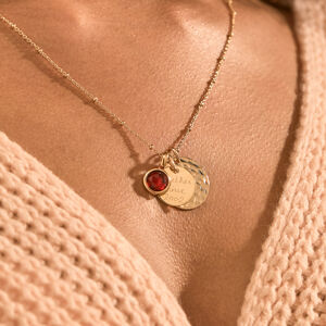 Personalised Double Disc And Birthstone Necklace