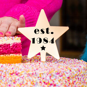 Personalised Est Birth Year Gold Star Cake Topper