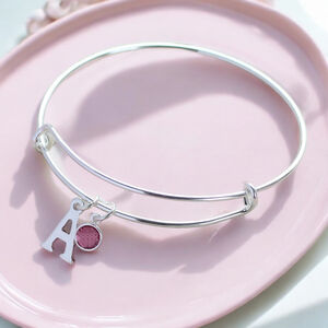 Personalised Initial Birthstone Bangle