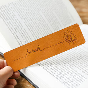 Personalised Name And Birth Flower Leather Bookmark
