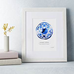 Personalised Paper Cut Birthstone Print