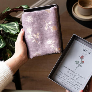 Personalised Rose Gold Foil Birth Flower Scarf