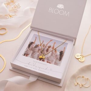 Personalised Sterling Silver Family Birth Flower Necklace Photo Gift Set