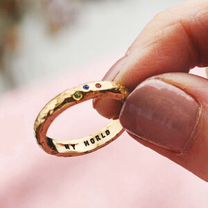 Personalised Textured Confetti Birthstone Ring