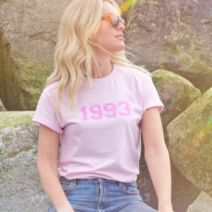 Personalised Varsity Birth Year Womens T Shirt
