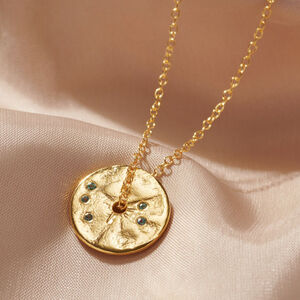 Real Birthstone Necklace Spinner Pendant