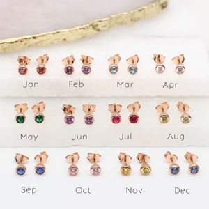 Rose Gold Plated Sterling Silver Birthstone Earrings