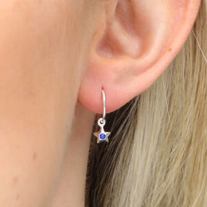 Sterling Silver Birthstone Mini Hoop Earrings