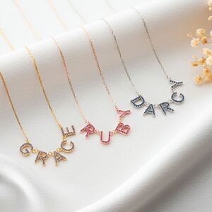 Sterling Silver Birthstone Name Necklace