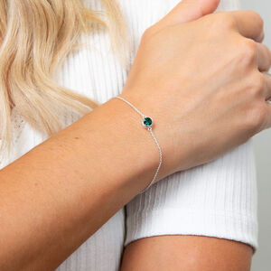 Sterling Silver May Emerald Birthstone Bracelet