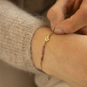 Sterling Silver Semi Precious Birthstone Bar Birth Flower Slider Bracelet