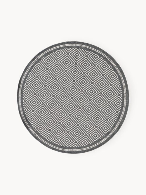 Round Reversible Indoor & Outdoor Rug Reddy with Diamond Pattern