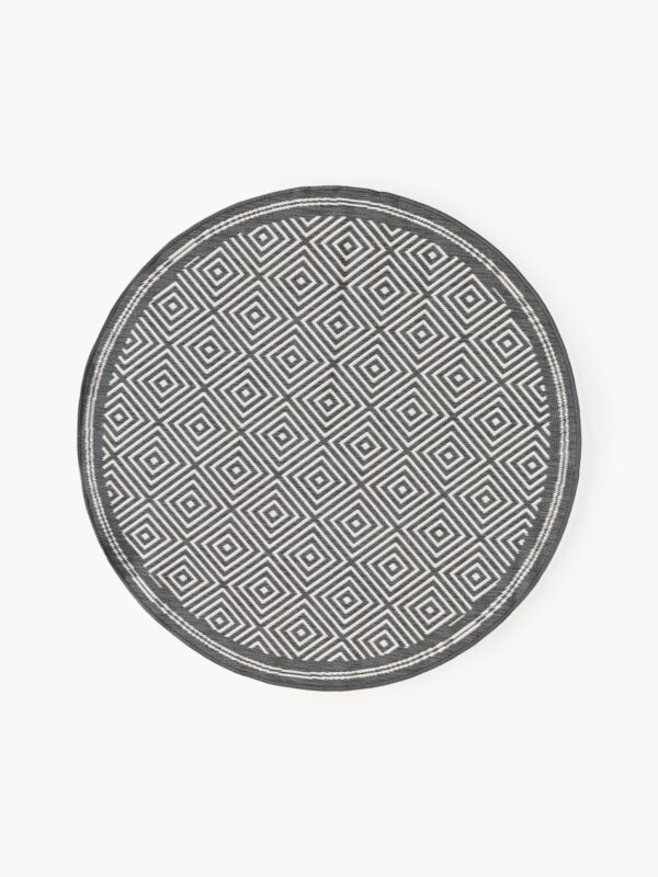 Round Reversible Indoor & Outdoor Rug Reddy with Diamond Pattern