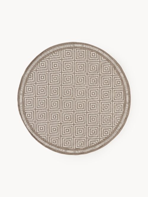 Round Reversible Indoor & Outdoor Rug Reddy with Diamond Pattern