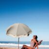 Tiltable Beach Umbrella Retro with Fringes, Ø 180 cm